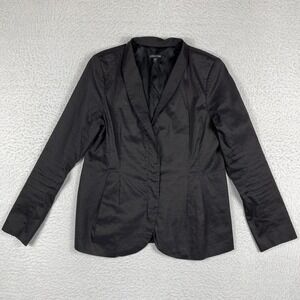 Eileen Fisher Jacket Womens Medium Charcoal Black Blazer Career Zip Front Work‎